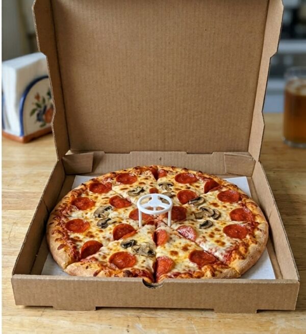 Pizza perfetta con salva pizza - distanziatore protegge la pizza